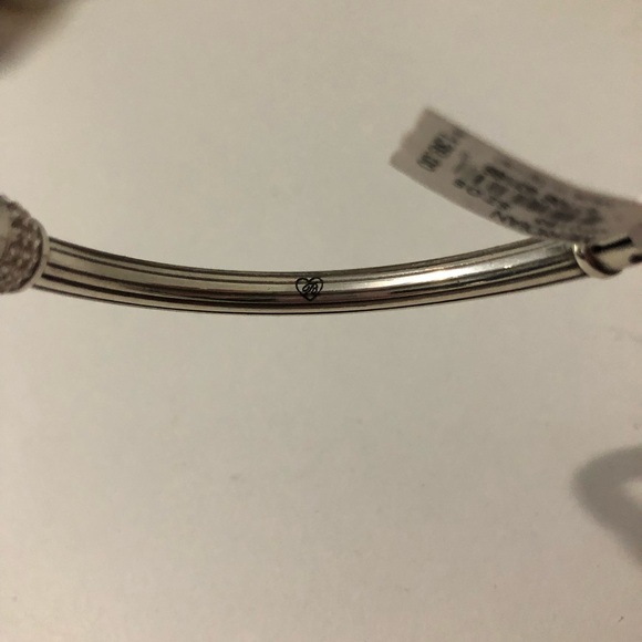 NWT Brighton Meridian Silvertone Crystal Sparkle Hinged Cuff Bangle Bracelet - Picture 4 of 4